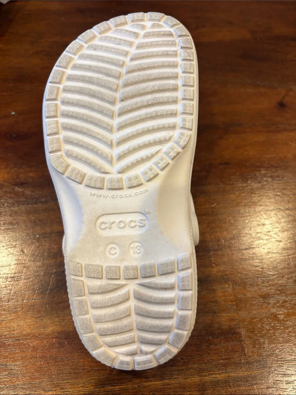 Kids White Foam Clog Sandals with Vent Holes and Heel Strap. Size 13